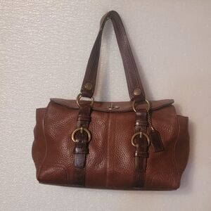 VINTAGE COACH HEAVY Brown Leather Handbag